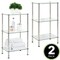 mDesign Metal/Glass 3-Tier Storage Tower w/ Glass Shelves, 2 Pack, Chrome/Clear